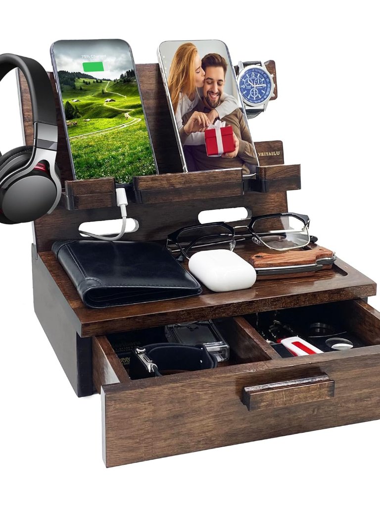 Gifts For Men Women Husband Son Boyfriend Him Nightstand Organizer Wood Phone Do